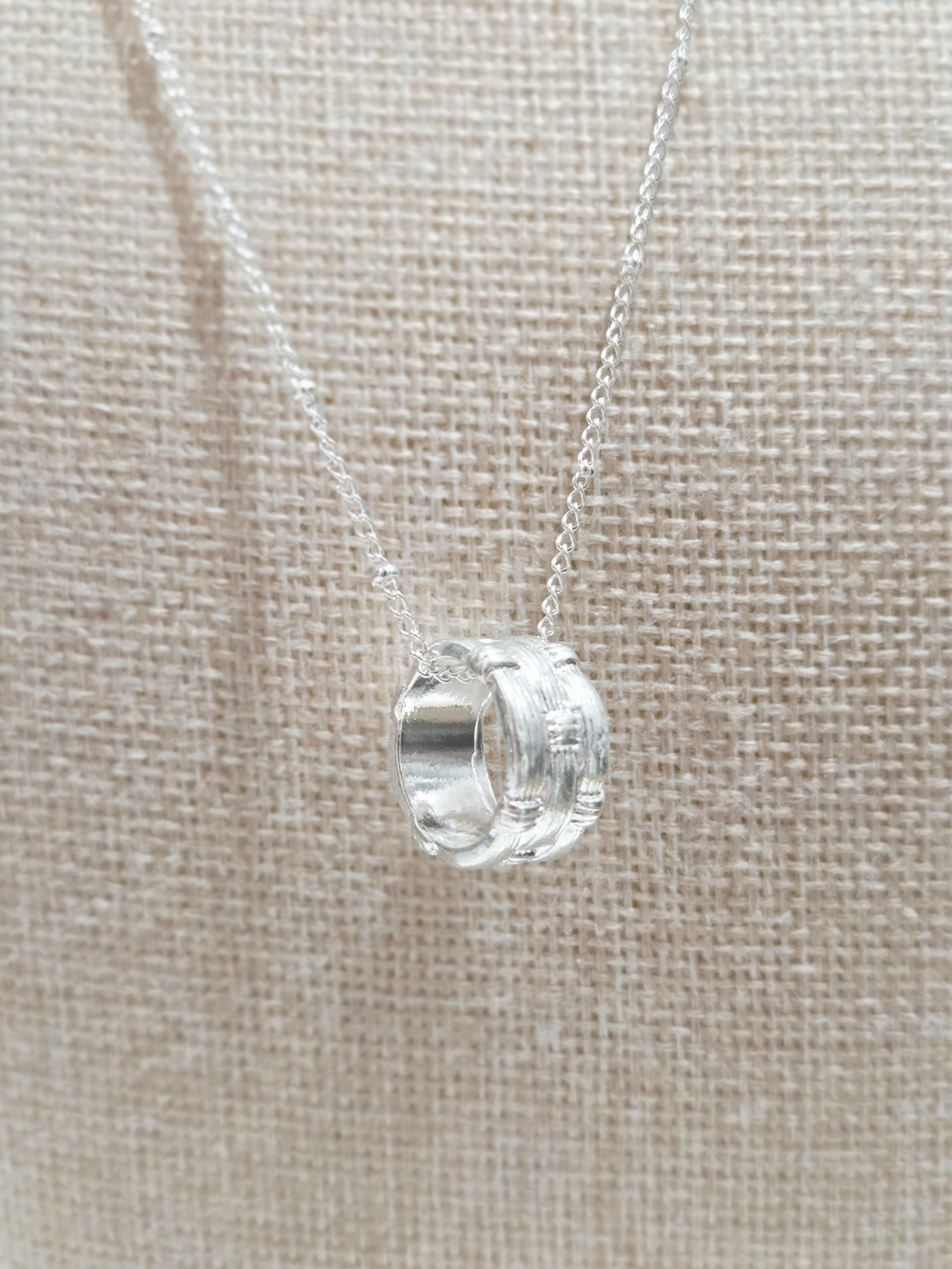 Dainty Sterling Silver Ring Pendant Necklace - Silver